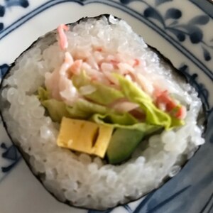 カニかまと玉子と貝割れの手巻き